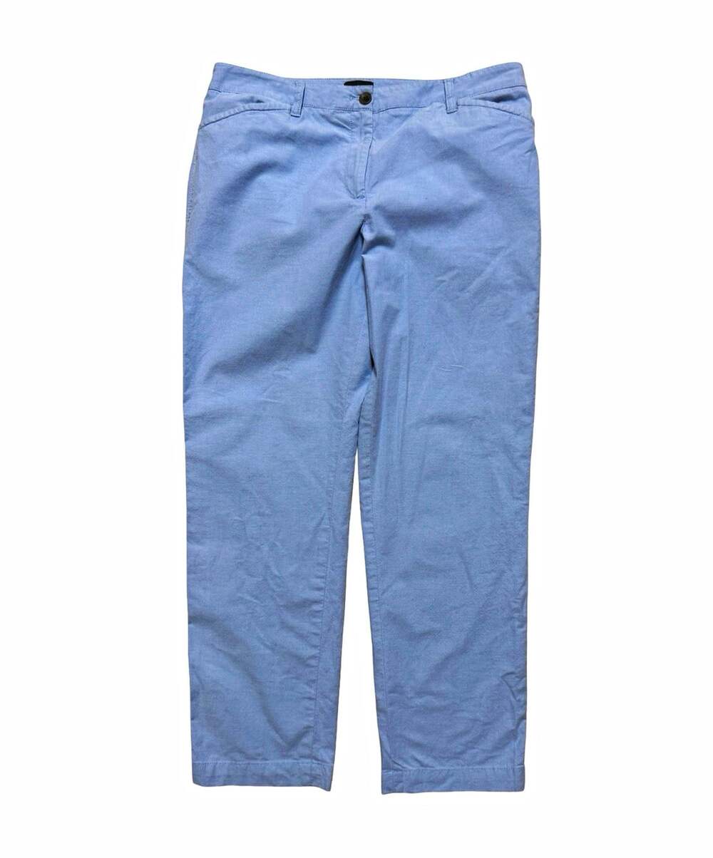 Talbots Chino Pants Womens 12 Regular Blue Solid Flat Front Pockets Button Zip